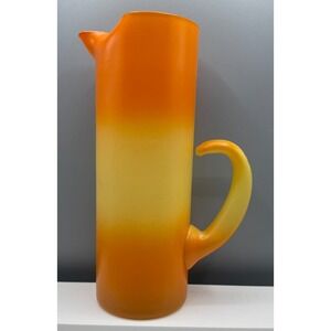 Blendo Candy Corn Glass Pitcher Orange And Yellow Ombre Mid Century Modern 11"
